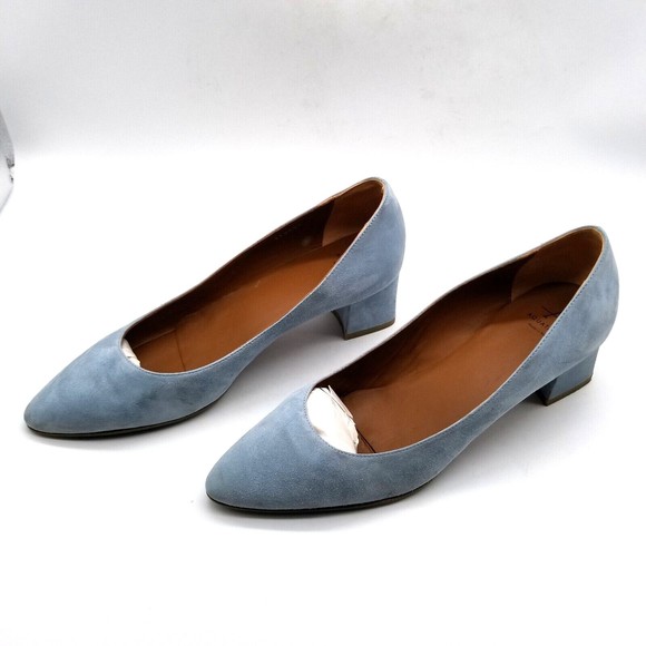 Aquatalia Shoes Aquatalia Women Block Heel Pumps Blue Suede 8